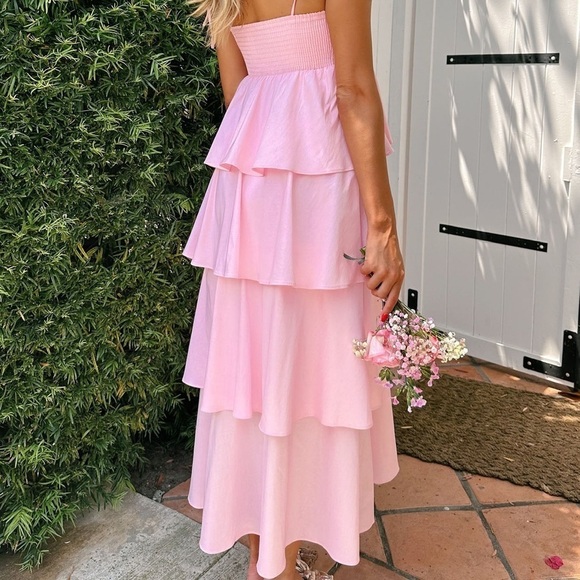 SHOW ME YOUR MUMU Meet Cute Dress In Light Pink Taffeta - Picture 6 of 7